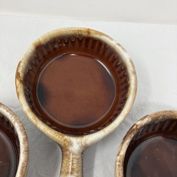 VTG McCoy 874 Brown Pottery Drip Glaze Soup Chili Bowl w/ Handle Set of 3 - Picture 14 of 15